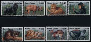 Sierra Leone 1647-54 MNH Wild Animals, Gorilla, Chimpanzee, Linsang