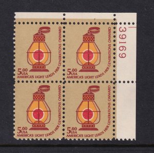 1979 Americana Series Lantern Sc 1612 $5 MNH plate block 39169 UR
