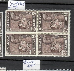 MALAYA KEDAH   (P0607B)  SULTAN  10C TIGER   SG 109    BLOCK OF 4   MNH 