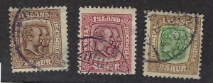 Iceland SC#78, 80-81 Used hr...Fill a key Spot!