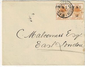 Orange Free State 1900 Bloemfontein cancel on cover to CGH, 1/d variety