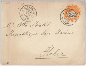 50228 - EEGYPT -- POSTAL HISTORY: POSTAL STATIONERY COVER to SAN MARINO! 1892-