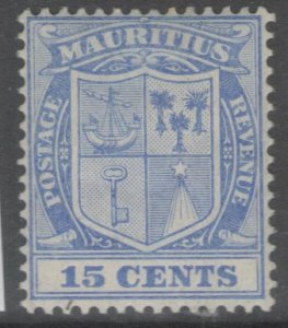 MAURITIUS SG189 1910 15c BLUE MTD MINT