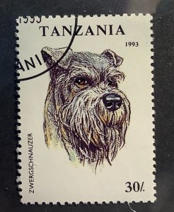 Tanzania 1993 Scott 1145 CTO - 30sh, Dog, Miniature Schnauzer