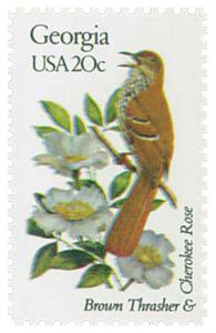 1982 20c State Birds & Flowers, Georgia, Cherokee Rose Scott 1962 Mint F/VF NH