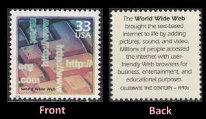 US 3191n Celebrate the Century 1990s World Wide Web 33c single MNH 2000