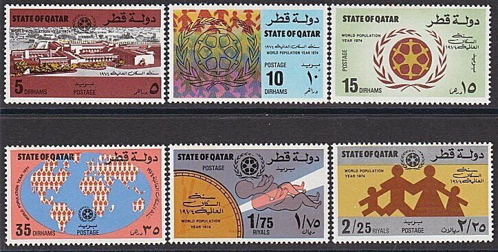 QATAR 1974 World Population Year set MNH but some perf toning...............U572 