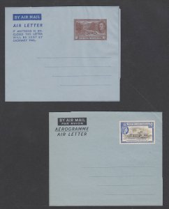 British Honduras, K1, K2, mint.  1953 KGVI and 1955 QEII Aerogrammes