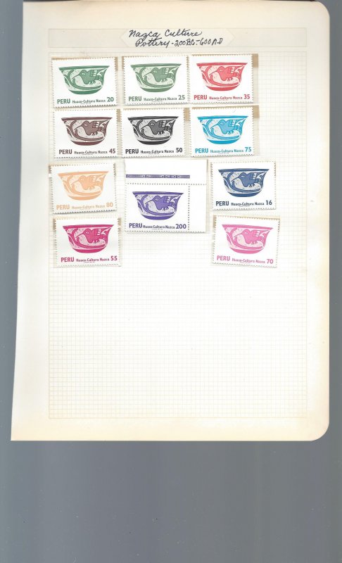 15 Quadrille Pages containing MOGNH stamps from Peru