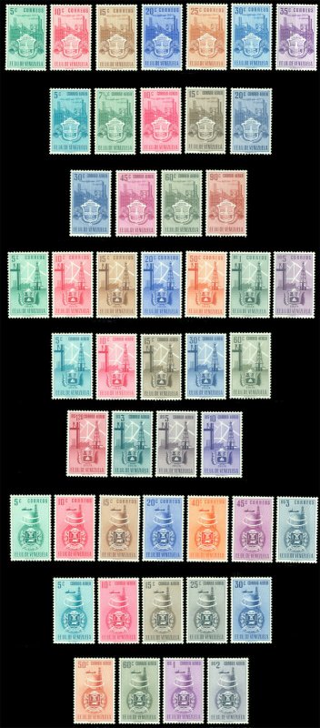 VENEZUELA 1951-54 Coat of Arms - complete issue - Sc# 464-631, C338-553 mint MLH