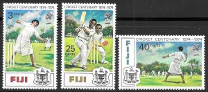 Fiji Scott 344-346 MNH Centenary of Cricket Set of 1974