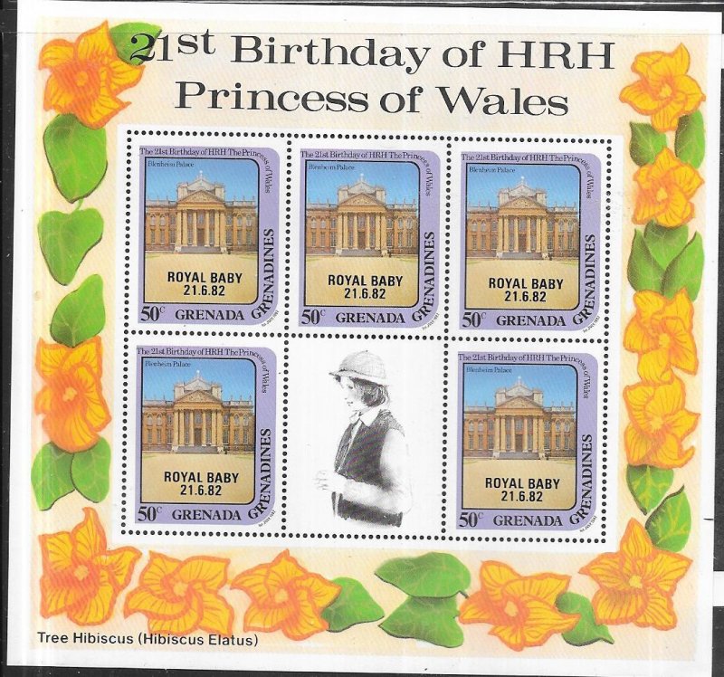 Grenada-Grenadines # 492 Princess Diana 21st Birthday (MNH) CV $3.75