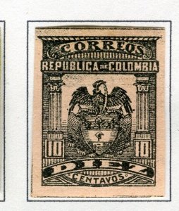 COLOMBIA; 1902 early Coat of Arms issue IMPERF fine Mint hinged 10c. value