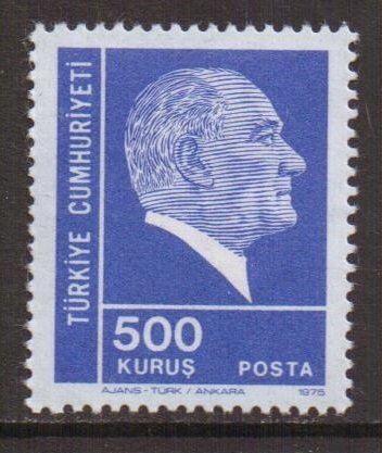 Turkey  #1933  MNH  1975  Kemal Ataturk  500k  grey and ultra