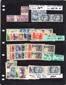 752,753,756-765,766a-770a Mint,OG,NH...C/L Blocks,Gutter Pairs,Line Pairs