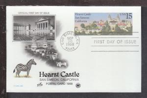 US UX125 Hearst Castle 1988 PCS U/A FDC F713