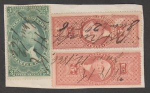 U.S. Scott #R85c//R91c Revenue Stamp - Used Stamps on Piece