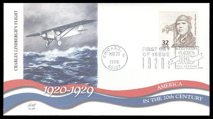 #3184m Lindbergh Flies Atlantic Fleetwood FDC