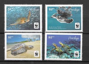 PENRHYN ISLAND MNH SET SC#540-543 TURTLES SCV$11.00