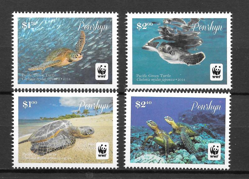 PENRHYN ISLAND MNH SET SC#540-543 TURTLES SCV$11.00