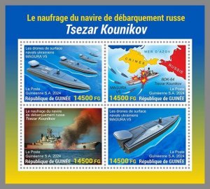 GUINEA REP. 2024 MNH The sinking of the Russian landing ship Tsezar Kunikov M/S