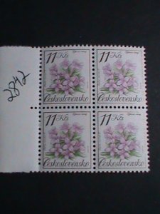 CZECHOSLOVAKIA STAMP-1991 SC#2842 DAPHNE CNEORUM FLOWER MNH-BLOCK OF 4 VF