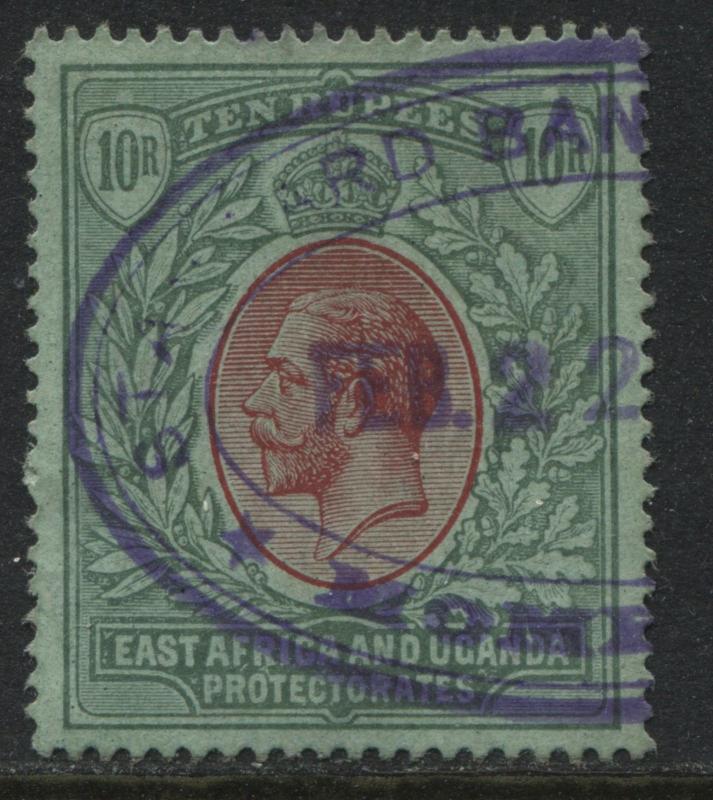 British East Africa KGV 1912 10 rupees revenue used (JD)