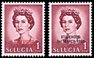 Saint Lucia 214, MNH, red and black overprints, Statehood