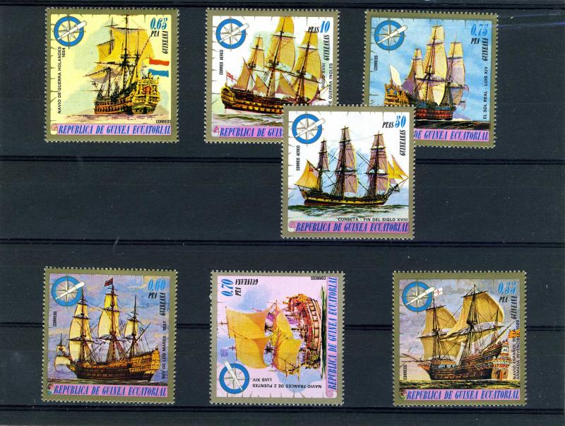 Equatorial Guinea 1973 WARSHIPS (7v) Perforated Mint (NH)