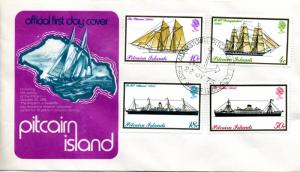 1975 Pitcairn Island Scott 147-150 First Day Cover Sailing Ships Ship FDC