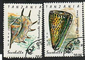 Tanzania; Scott 940, 943;  1992;  Precanceled; NH; Seashells