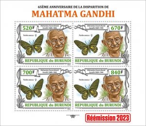 BURUNDI - 2023 - Mahatma Gandhi - Perf 4v Sheet - Mint Never Hinged