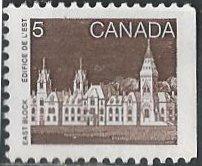 Canada 941 (used) 5c Parliament, East block, dp brn (1985)