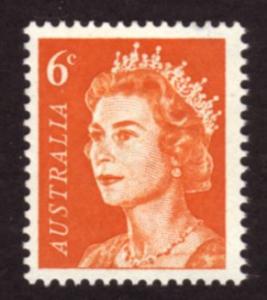 Australia 1970 Sc#401A, SG#387a 6c Orange Queen Elizabeth USED-XF...