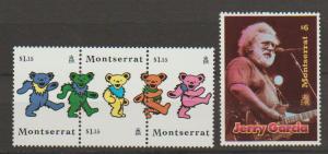 Montserrat SG 1025a & 1028 strip of 3 + 1 set of 4  MLH -...