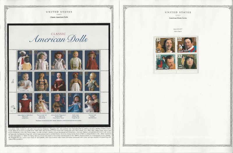 United States Stamp Collection 24 Scott Pages, Mint NH, 1997-1998, JFZ