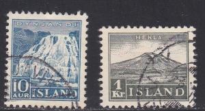 Iceland # 193-194, Dynjandi Falls, Mt. Hekla, Used Set