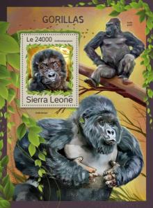 SIERRA LEONE - 2016 - Gorillas - Perf Souv Sheet - MNH