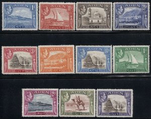 ADEN 1939-48 Sc 18-27a Mint MNH KGVI  short set of 11, VF, cv $94