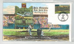 2001 COLLINS HANDPAINTED FDC BASEBALL PLAYING FIELDS POLO GROUNDS NEW YORK CITY