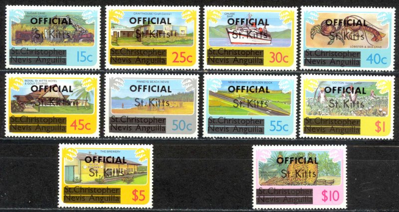 St. Kitts Sc# O1-O10 MNH 1980 overprints Official