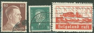 Germany  1920-30 Heligoland advertising label (Helgoland calls) and two Helgoland postmarks; all are fault free.