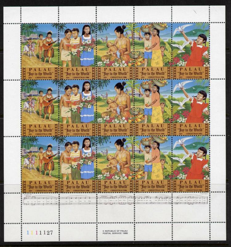 Palau 121a sheet MNH - Christmas, Music, Birds, Flowers