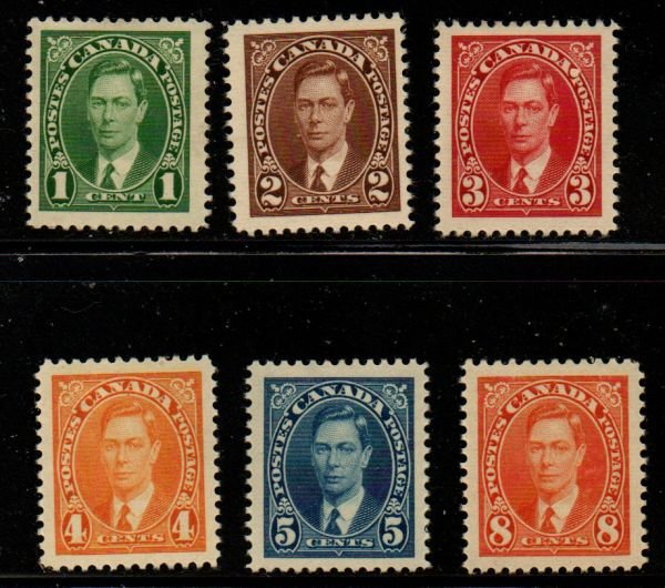 Canada Sc 231-6 1937 1st George VI stamp set mint