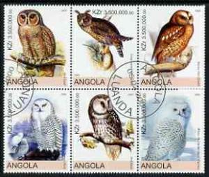 ANGOLA SHEET USED BIRDS OF PREY OWLS