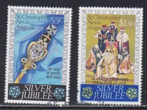 St. Kitts Nevis # 333-334, Queen Elizabeth II Reign, 25th Anniversary, Used