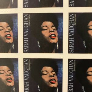 5059   Sarah Vaughan  Music Icon   MNH Forever sheet of 16.   FV $8.80   In 2016