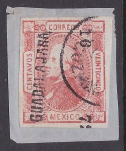 MEXICO 1872 25c imperf GUADALAJARA  16-72 fine used........................A2294