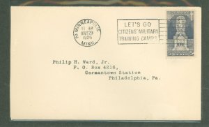 US 628 1926 5c john ericsson memorial on an addressed, uncacheted fdc with a minneapolis, mn cancel