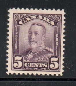 Canada Sc 153 1928 5 cent deep violet G V scroll issue stamp mint NH